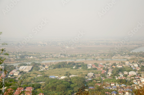 Aerial view cityscape looking from Nakhon Sawan Tower sits