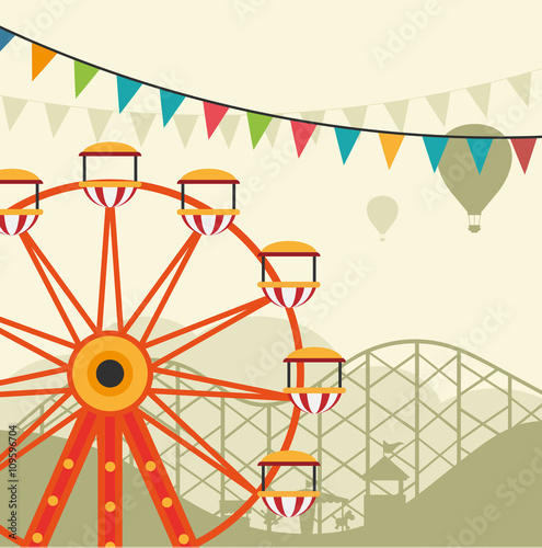 Rummel, Kirmes, Jahrmarkt, Riesenrad Vektor