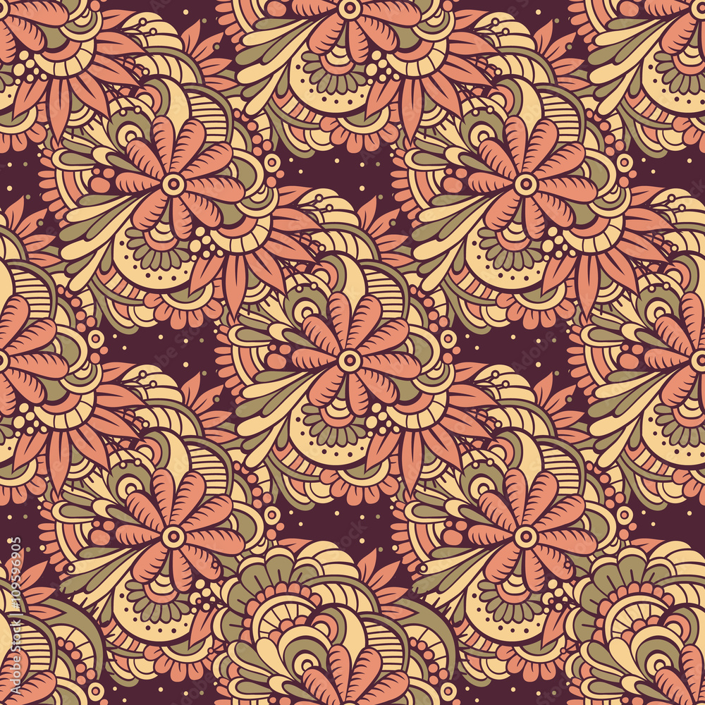 Vector seamless abstract flowers pattern.