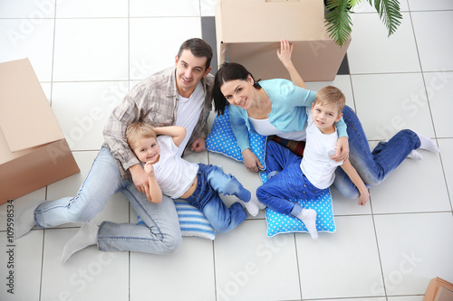 Moving concept. Happy famil...