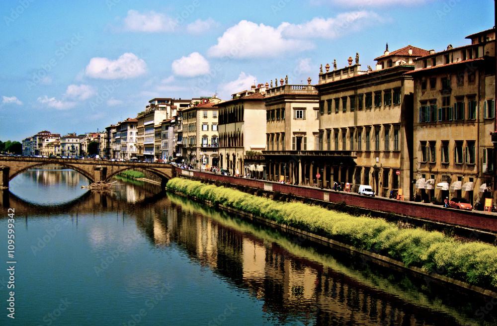 Bridge and Buildings Along River in Florence Bridge and Buildings Along River in Florence
