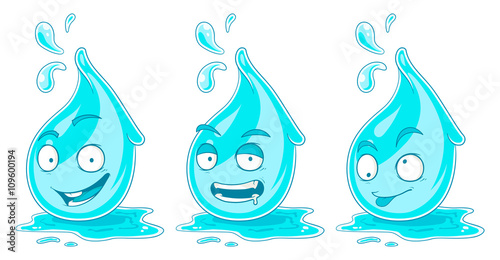 Water drops smiles emotions Set