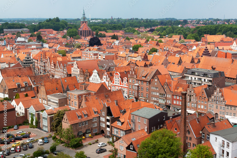 view of Lueneburg old center, Lower Saxony, Germany
