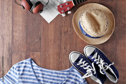 Guitar, headphones, music s...