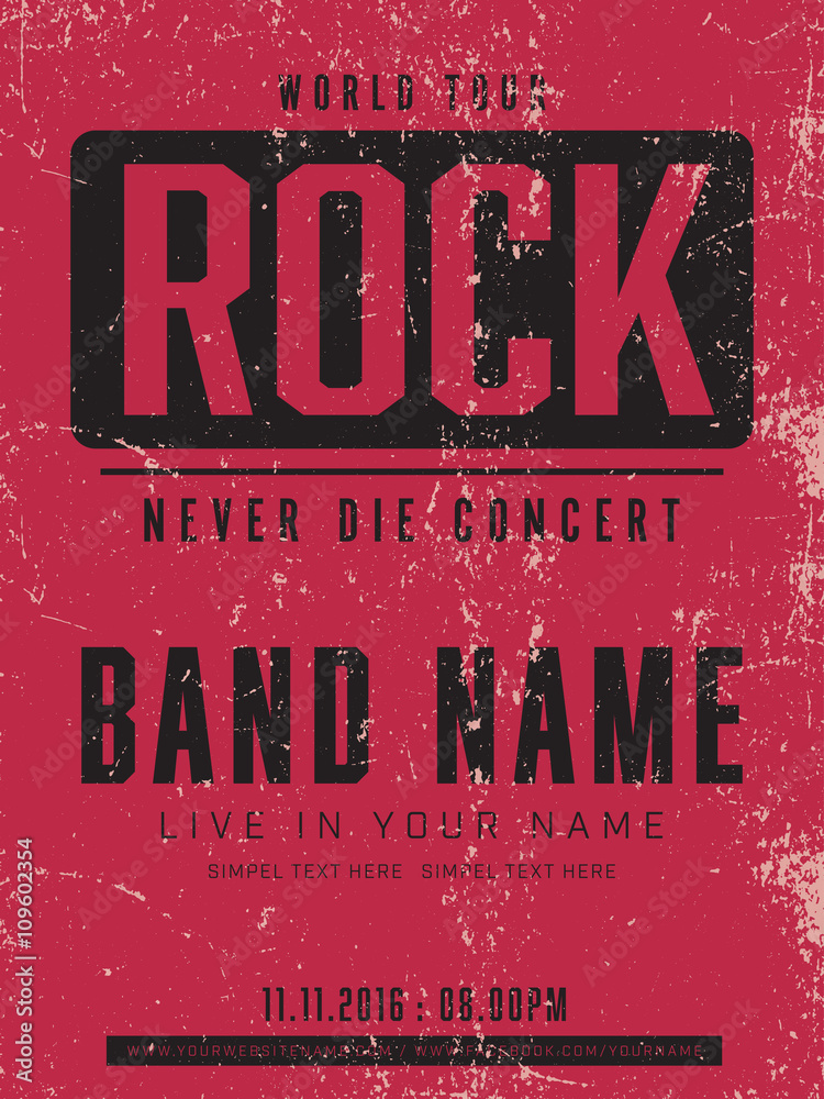 old poster , rock concert template vector - obrazy, fototapety, plakaty 