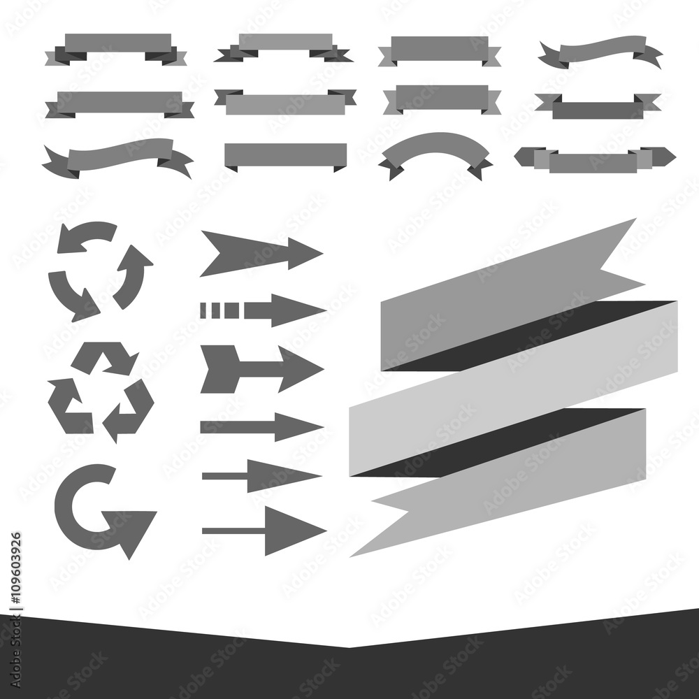 Arrows set of flags and vector graphics