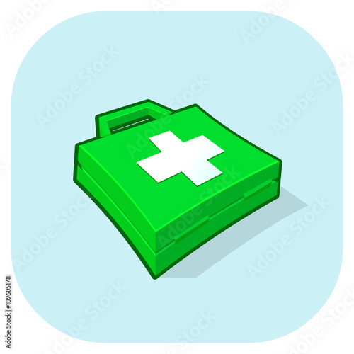 Vector illustration of a First aid case icon.
Emergency treatment - First Aid concept.