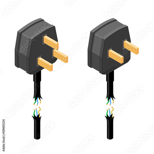 Isometric vector illustration of a power failure blackout icon.
Broken plug - electricity power failure concept.