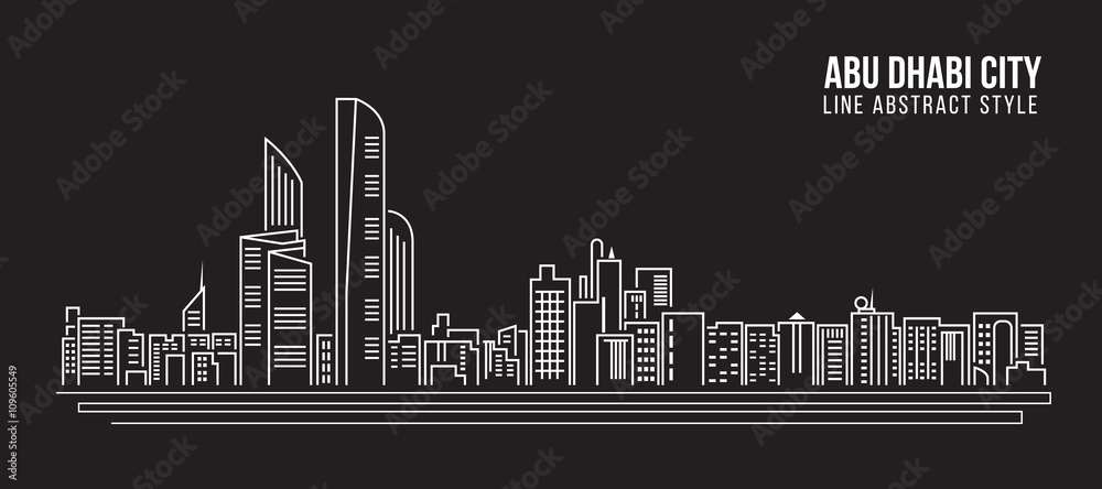 Fototapeta Cityscape Building Line art Vector Illustration design - Abu Dhabi city