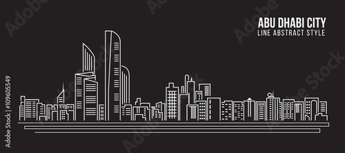 Cityscape Building Line art Vector Illustration design - Abu Dhabi city