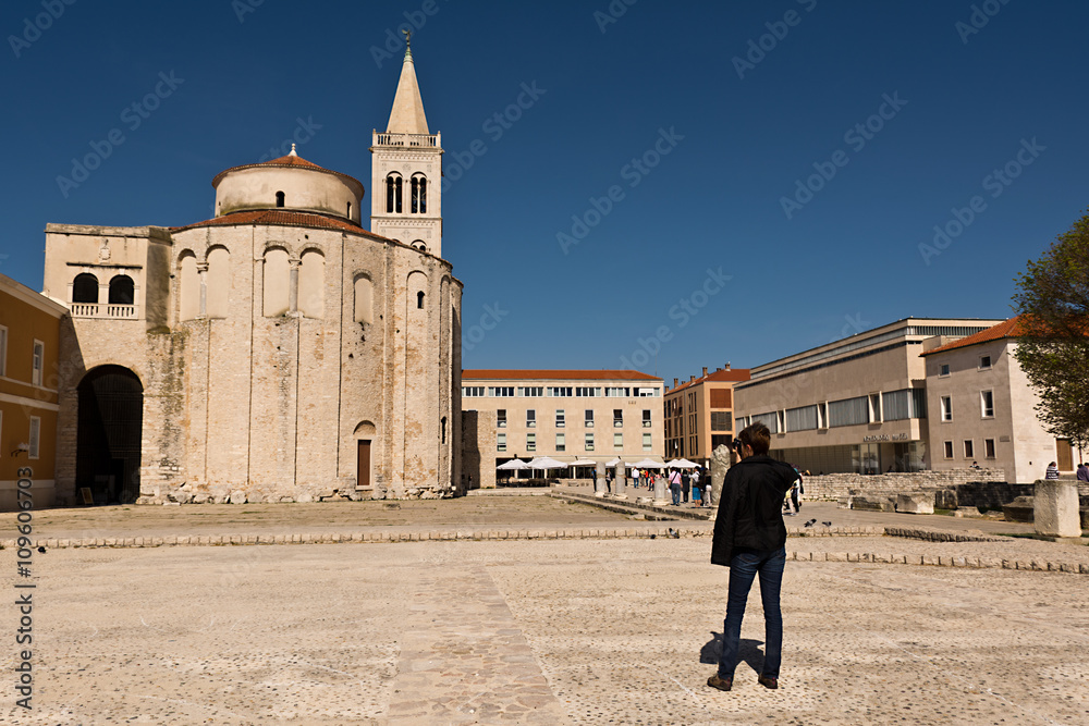 photograph Zadar , Croatia 
a tourist photographed church in Zadar
