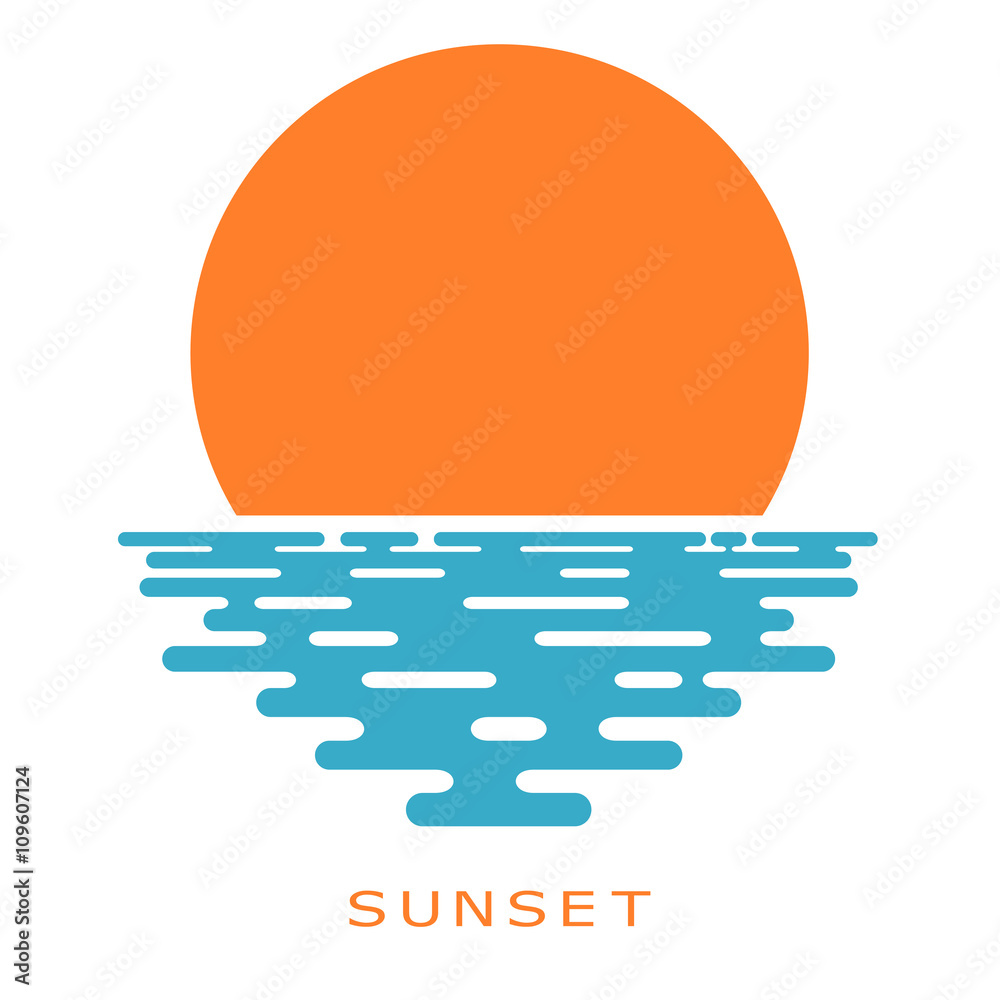 Obraz premium Sunset on a white background. sunset sun, icon, isolate. Flat su