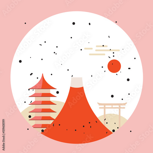 Japan travel background Pagoda Torii Mountain Fuji Beautiful landmarks