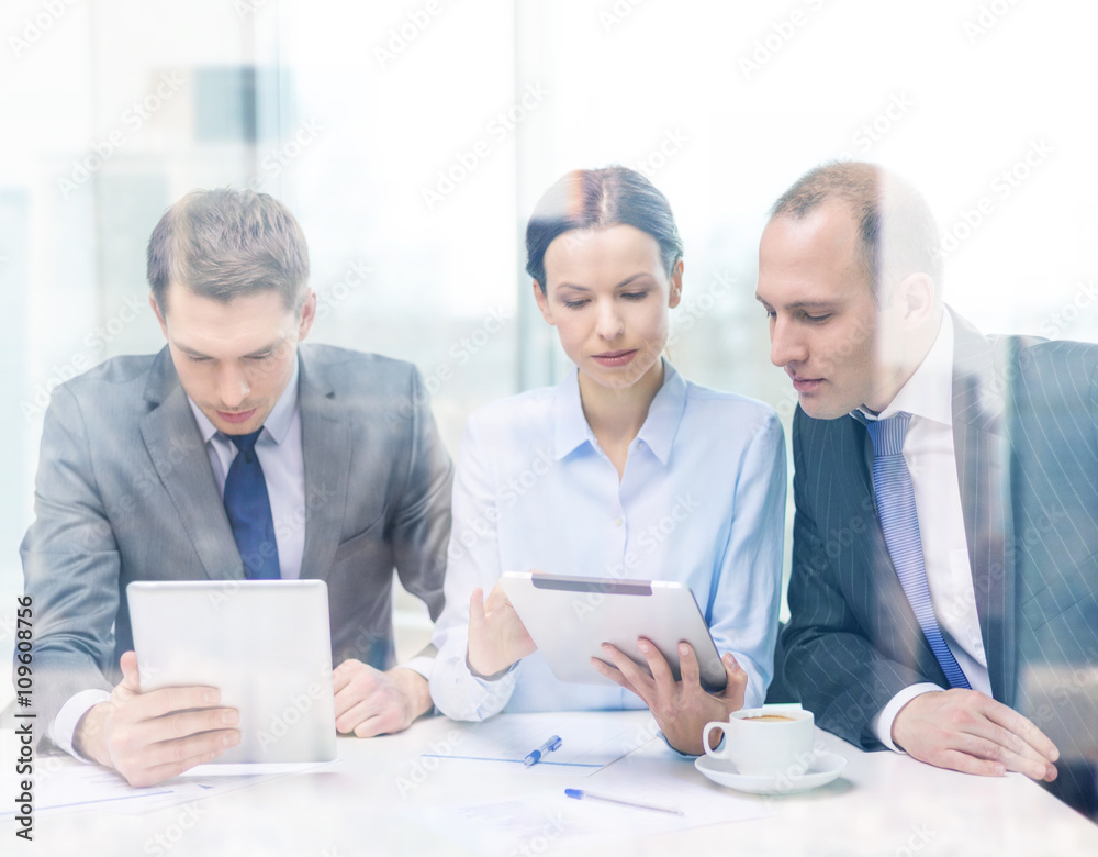 business team with tablet pc having discussion business team with tablet pc having discussion