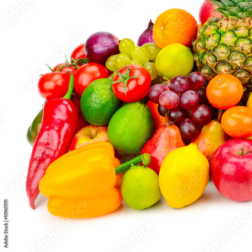 Collection juicy fruits and vegetables