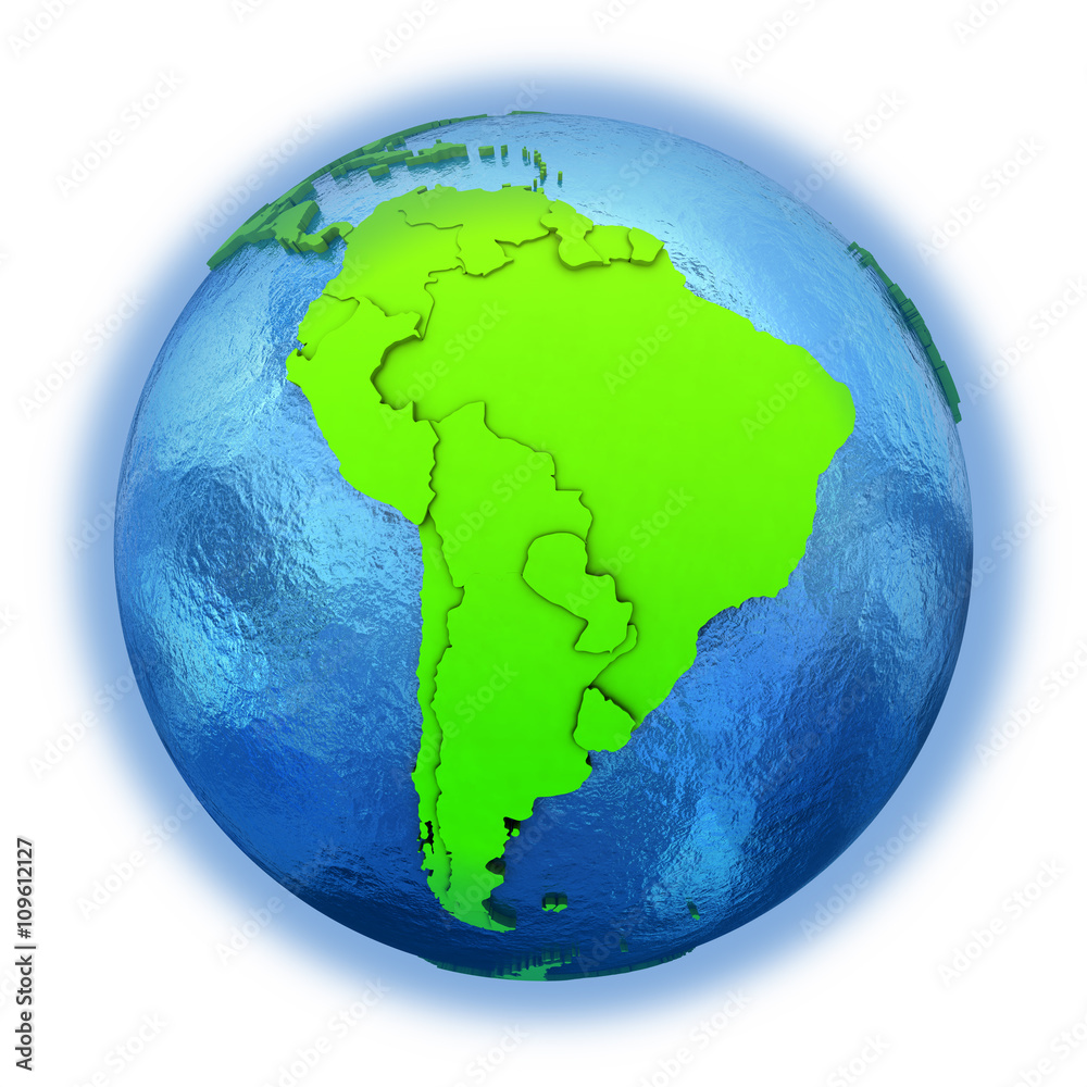 South America on green Earth