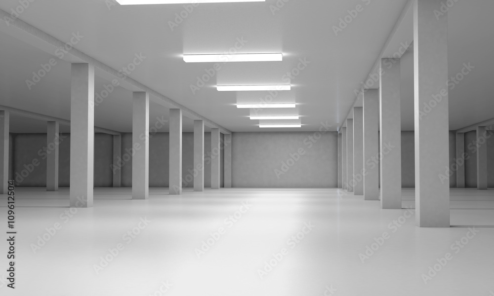 Underground parking area. 3d render image. 3d