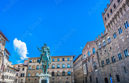Florence square Italy. / Sightseeing view at main square in Florence, Plazza della Signoria, Italy. photo