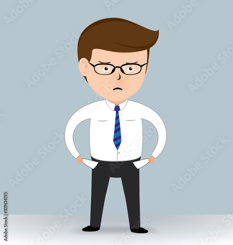 Poor business man showing empty pockets, Business concept, Illustration Vector eps10