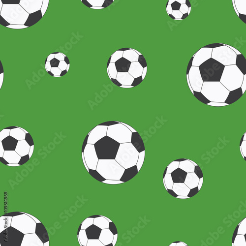 Seamless pattern background with soccer balls. © jolie_nuage
