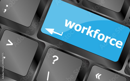 Workforce keys on keyboard - business concept. Keyboard keys icon button vector