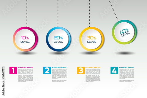 Infographic vector option banner with pendulum. Color spheres, balls, bubbles. Infographic template.