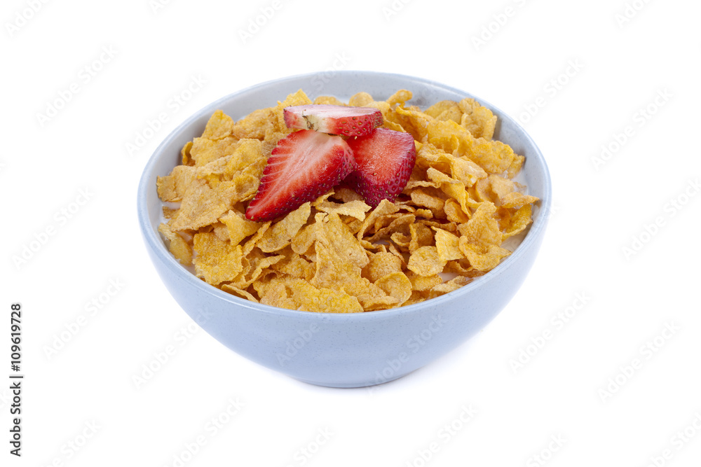 cereal bowl with slice strawberry cereal bowl with slice strawberry