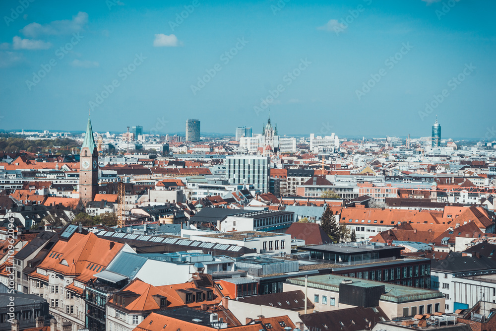 Overview of City of Munich, Germany on Sunny Day
