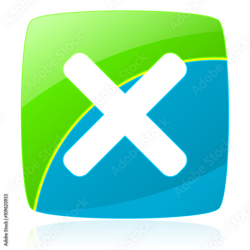cancel green and blue glossy vector web icon
