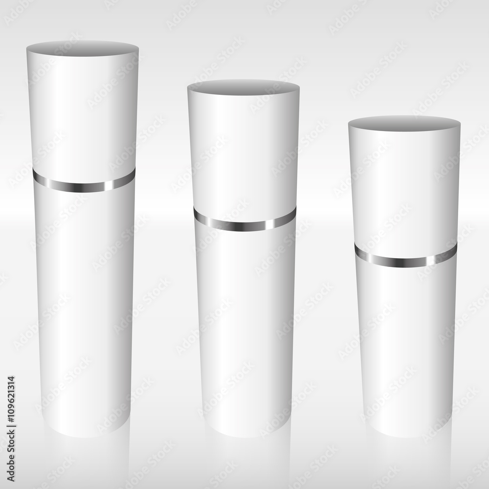 White Airless Bottles with a silver ring White Airless Bottles with a silver ring