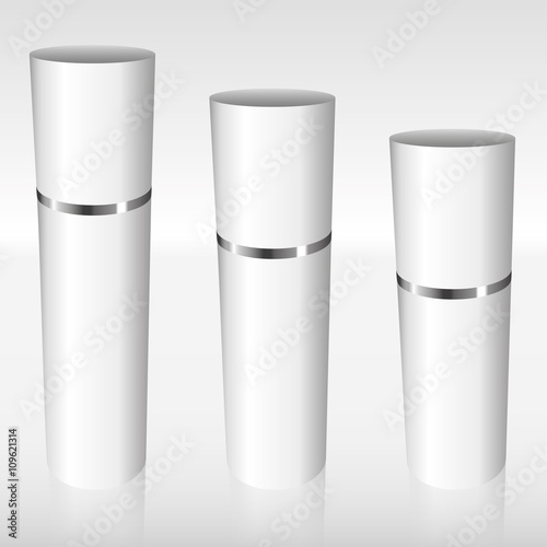 White Airless Bottles with a silver ring