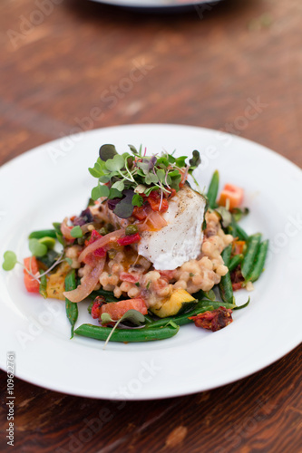 Roasted Sea Bass with a Fresh Tomato and Basil Concasse