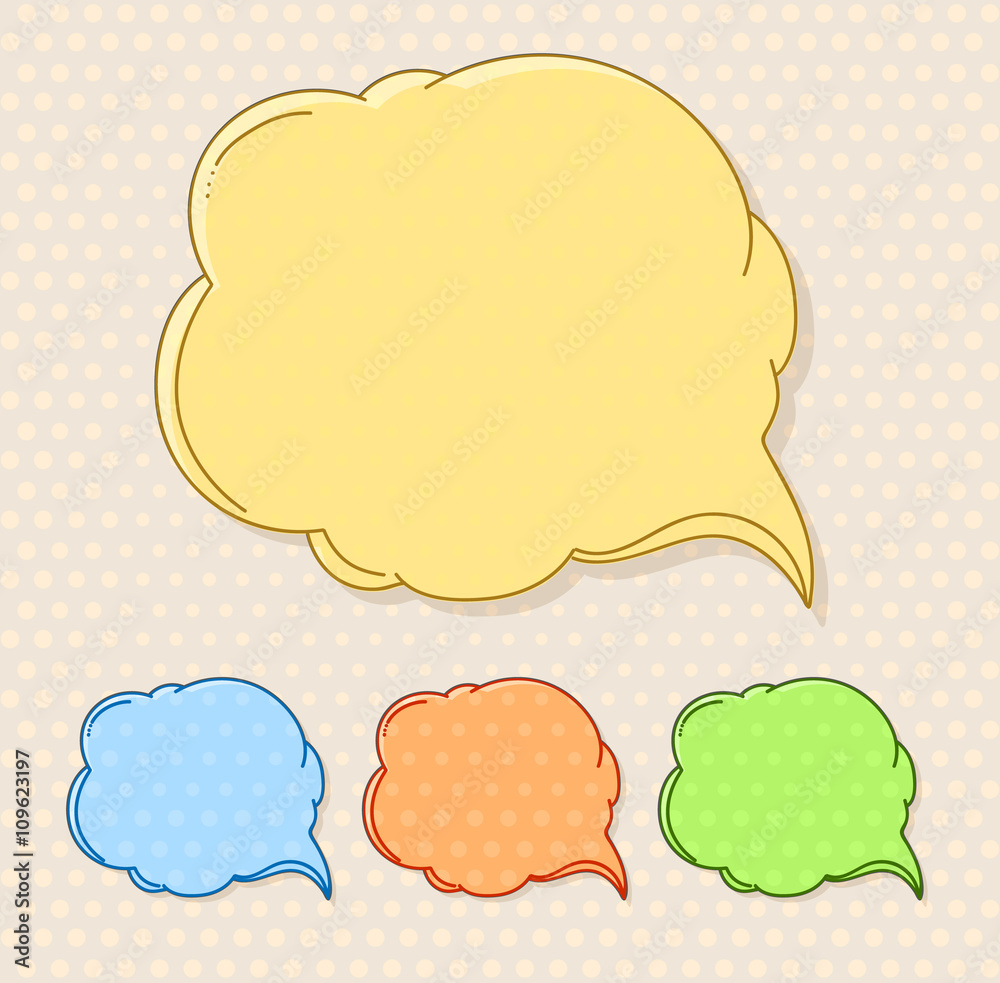 Hand-drawn comic style talk cloud. Copy-space color set Hand-drawn comic style talk cloud. Copy-space color set