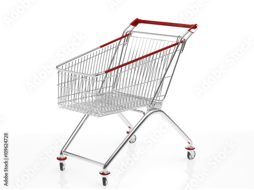 A shopping cart isolated on white.3D rendering. © jm1366
