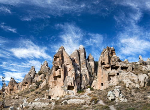 Unique geological formations in Cappadocia, Central Anatolia, Tu