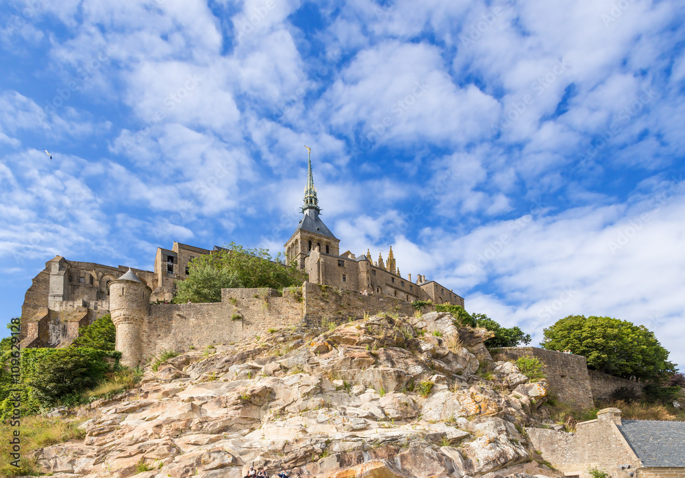 The fortification and the religious buildings of the abbey of Mont Saint Michel, France