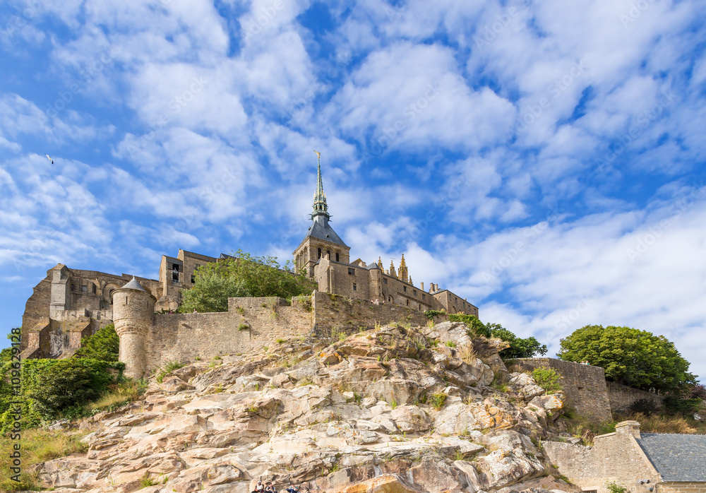 The fortification and the religious buildings of the abbey of Mont Saint Michel, France The fortification and the religious buildings of the abbey of Mont Saint Michel, France