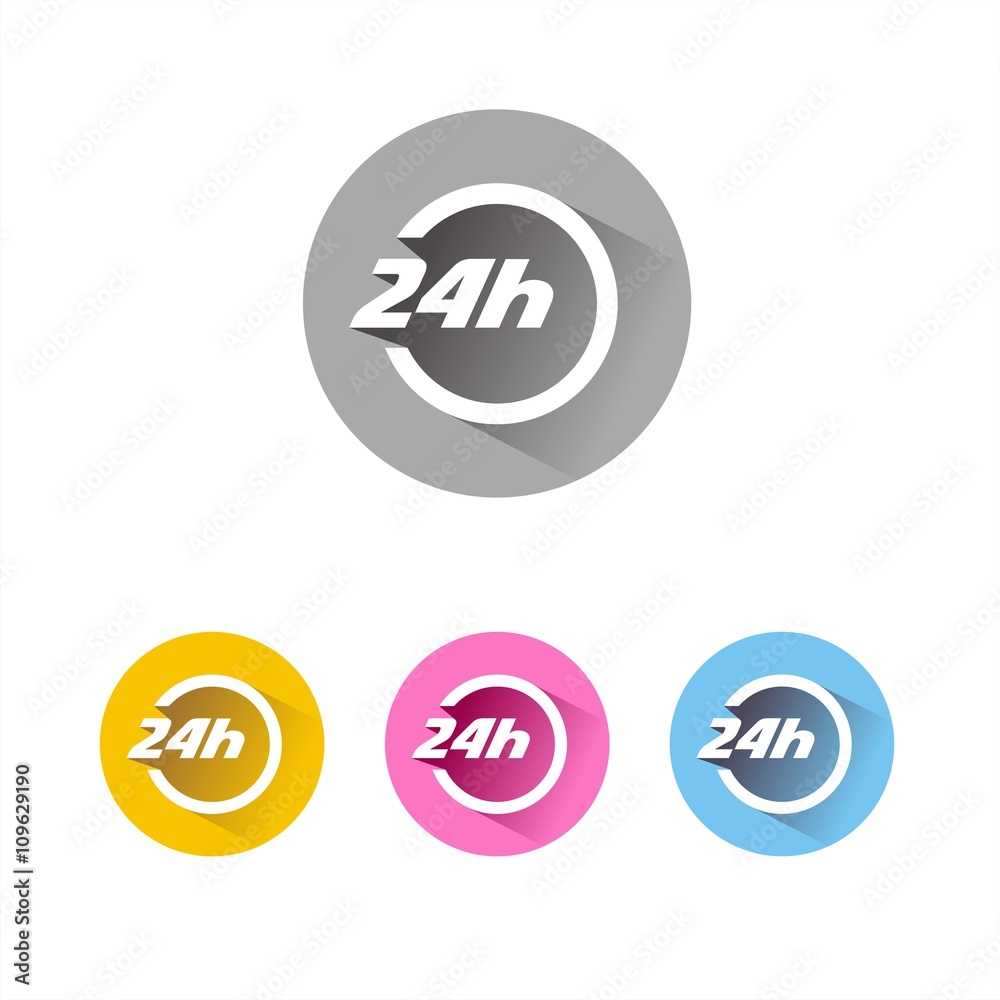Conjunto de iconos servicio 24 horas. Ilustración vectorial