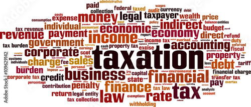 Taxation word cloud concept. Vector illustration