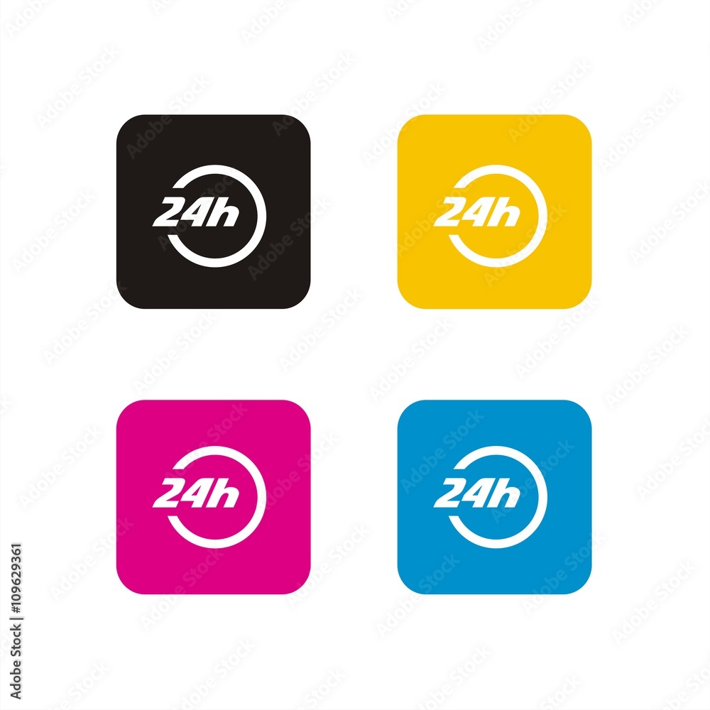 Conjunto de iconos servicio 24 horas. Ilustración vectorial
