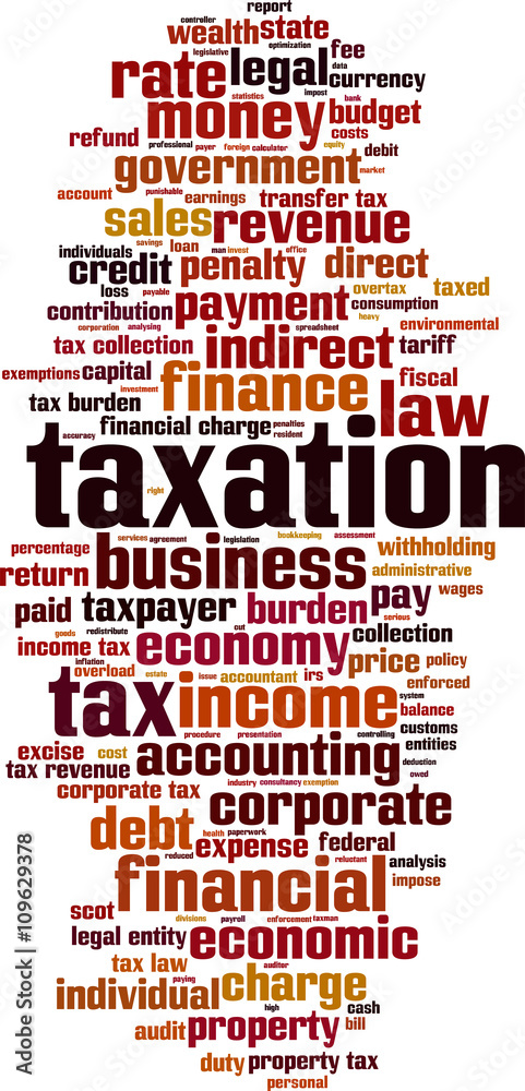 Obraz premium Taxation word cloud concept. Vector illustration