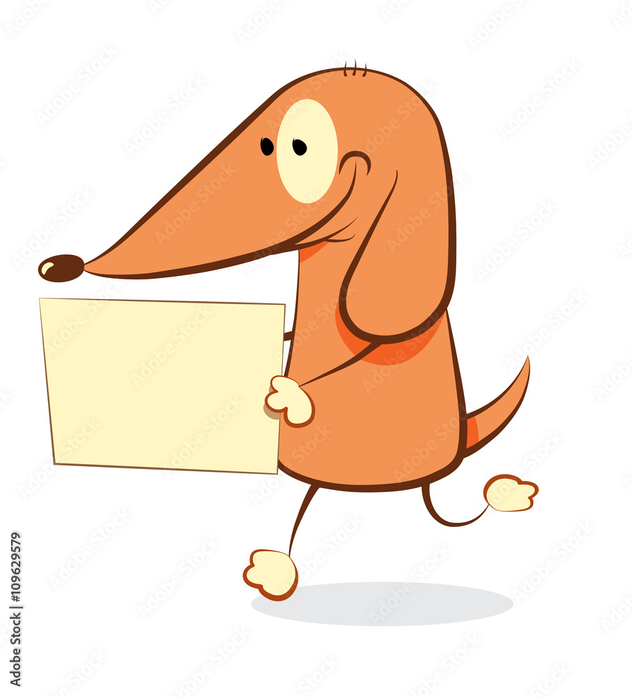 a vector illustration representing a friendly cartoon dog walking on