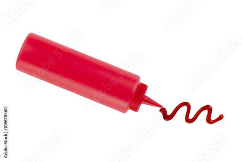 Canvas Print catsup bottle squirt on a white background