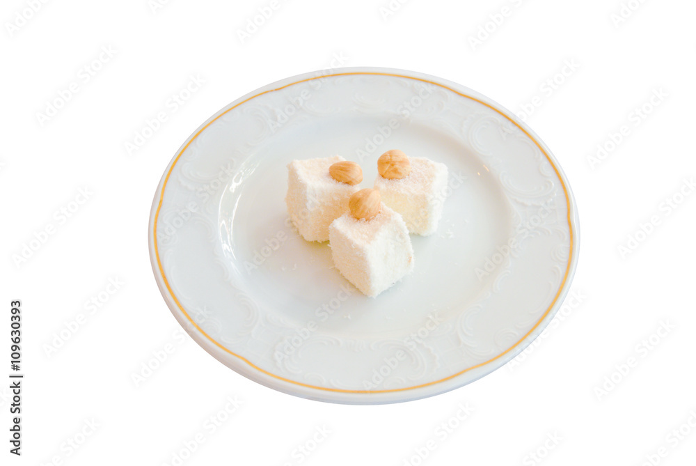Delicious Turkish Delights on a White Background Delicious Turkish Delights on a White Background