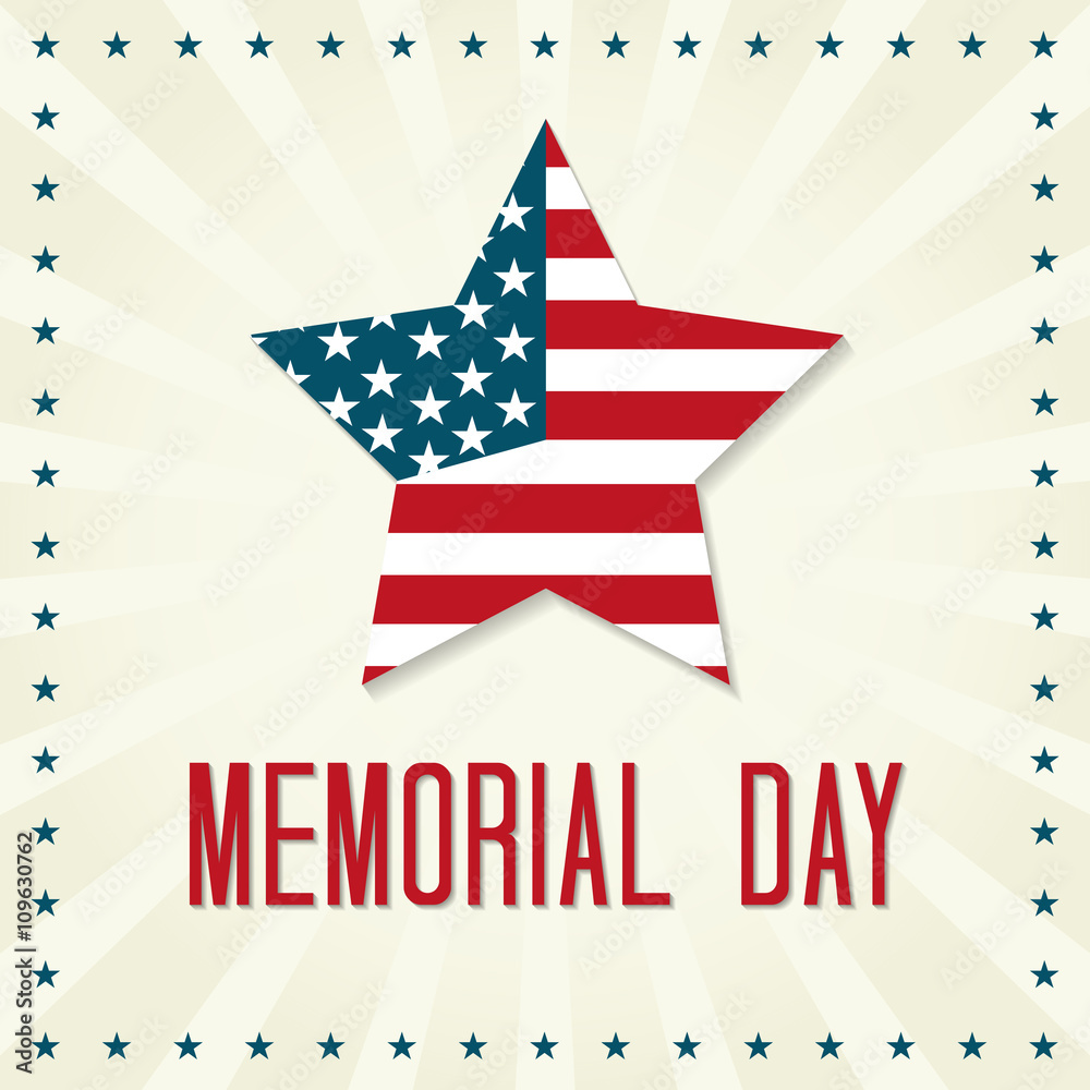 Memorial Day Vector Illustration. Star with American Flag.