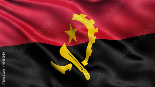 Flag of Angola waving in the wind photo