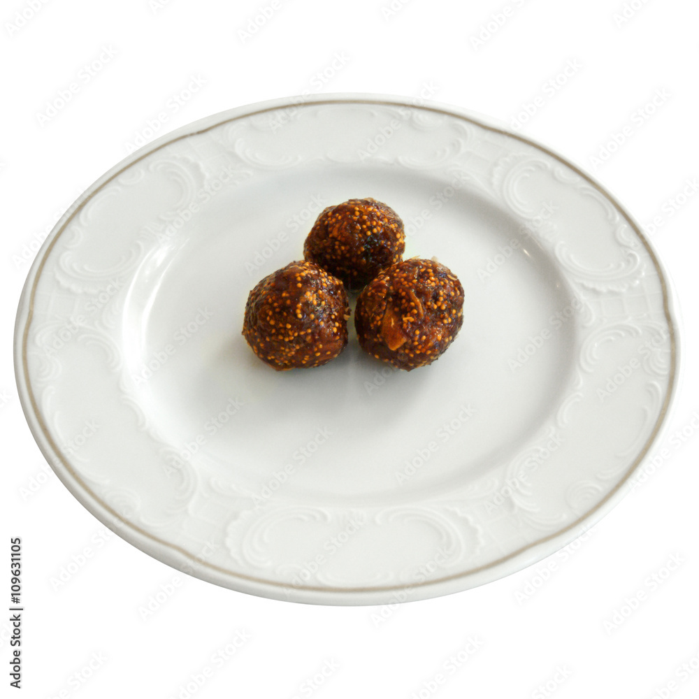 Sweet balls on a white plate Sweet balls on a white plate