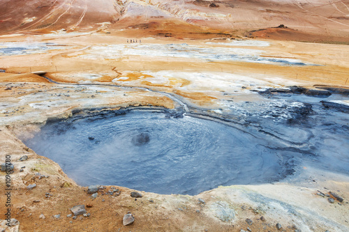 Mud pots in the geothermal area Hverir, Iceland