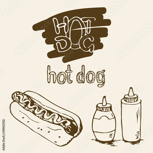 Hot Dog Hand Drawn Illustration