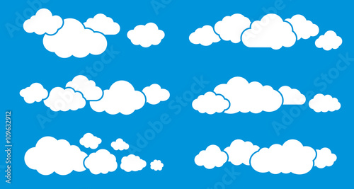 Clouds Isolated on Blue. Clouds Collection.